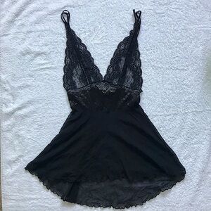 Private luxuries black lace sheer mini slip dress